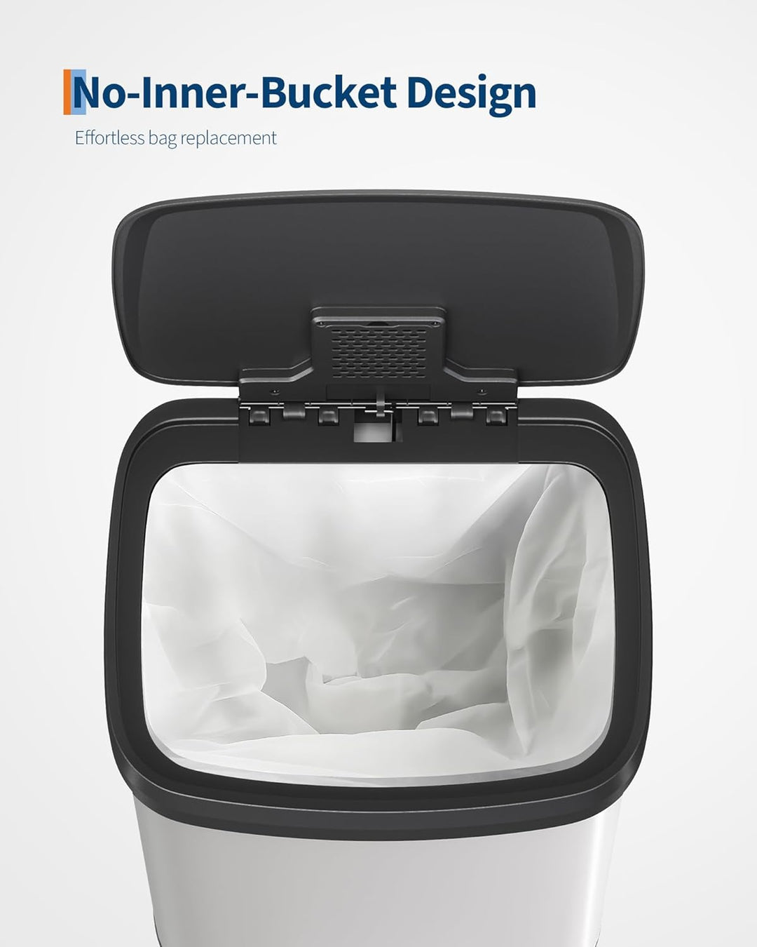 GarveeHome 50L Metall Mülleimer mit Deckel, grosser Tretmülleimer, Mülleimer Küche, rostfrei, mit Be