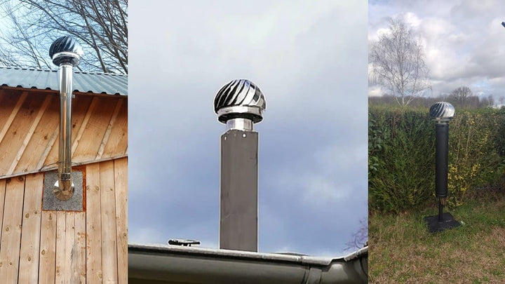 Kaminaufsatz Schornsteinaufsatz Edelstahl drehbarer Kugelaufsatz Lüftungsaufsatz Kaminhaube Schornst