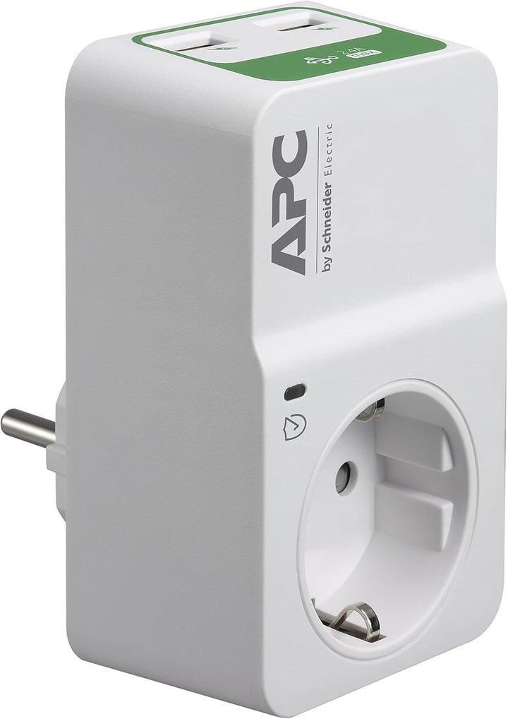 APC-Surge Protector - PM1WU2-GR - Steckdosenadapter mit Überspannungsschutz (1 Stecker Schuko, 2 USB