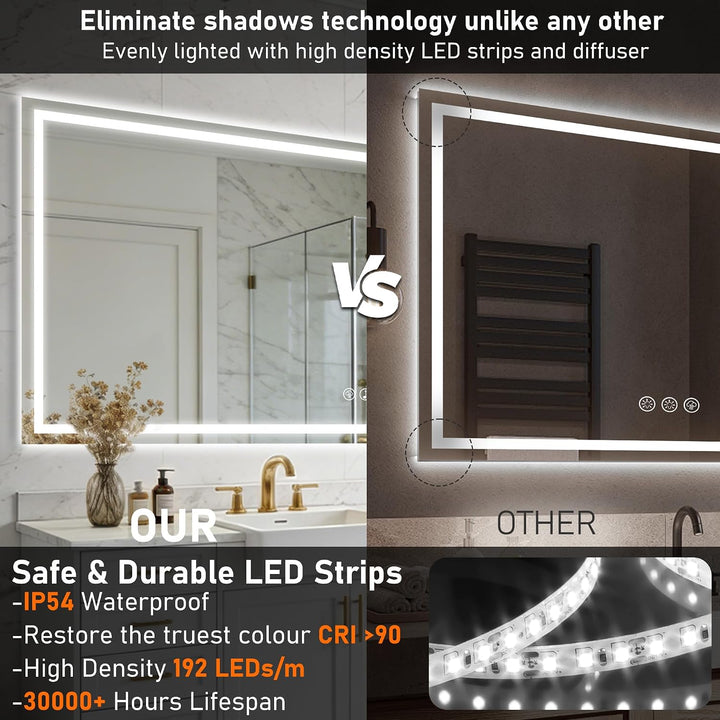 Bluetooth Badspiegel mit Beleuchtung LED, 80x180cm Spiegel mit Light, Wandspiegel mit Frontbeleuchtu