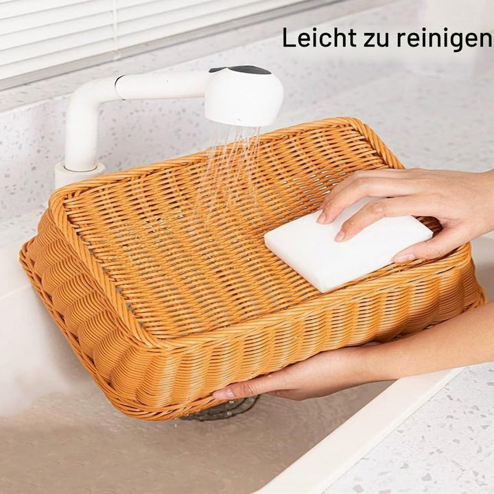 3 Stück Brötchenkorb, Brotkorb Geflochten, Storage Basket Rectangular, Braided Multi-Purpose Basket,
