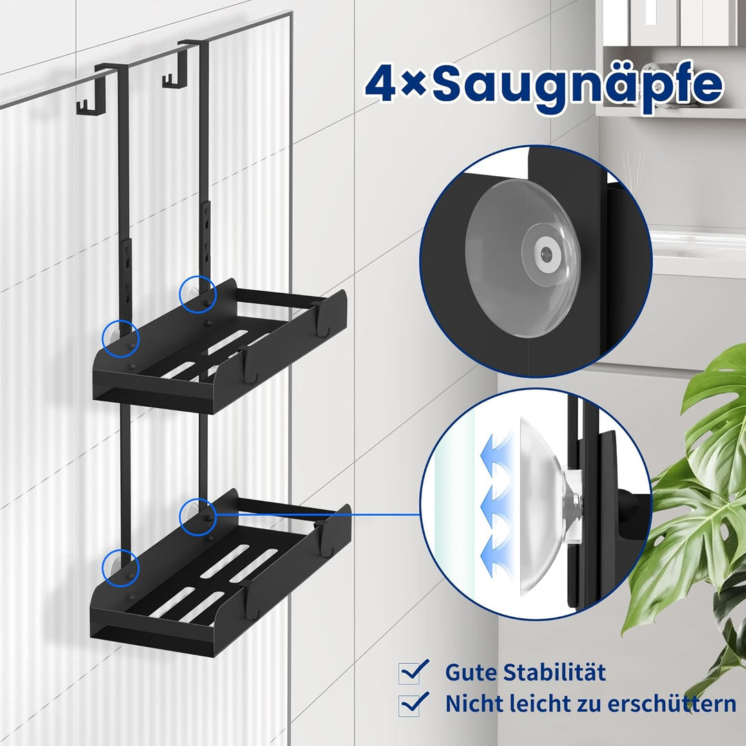 Duschablage Zum Hängen Schwarz Duschregal Ohne Bohren Duschkorb Badezimmer Organizer Shampoo Halteru