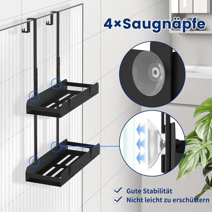 Duschablage Zum Hängen Schwarz Duschregal Ohne Bohren Duschkorb Badezimmer Organizer Shampoo Halteru