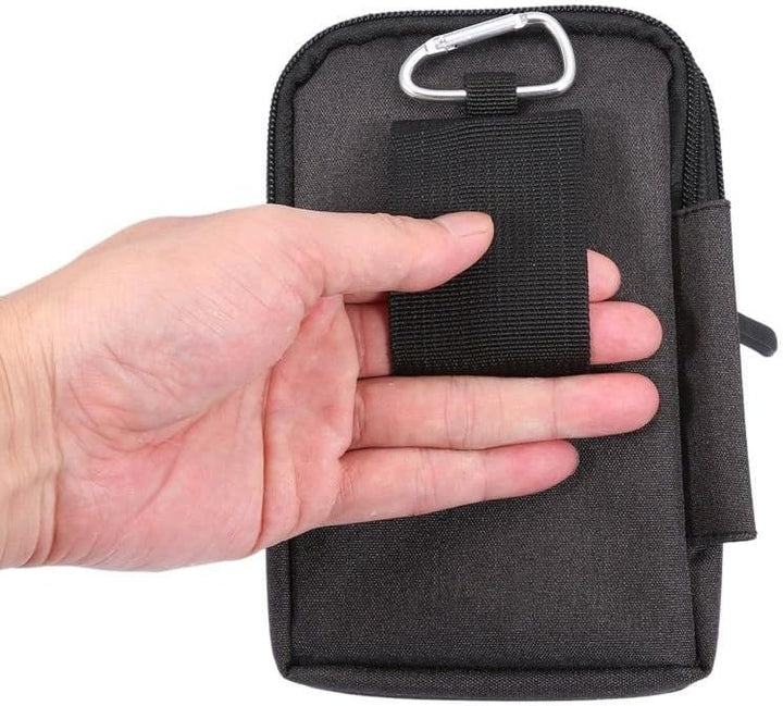 Universal Multi-Functional Vertical Stripes Pouch Bag Case Zipper Closing Carabiner for Sony Xperia