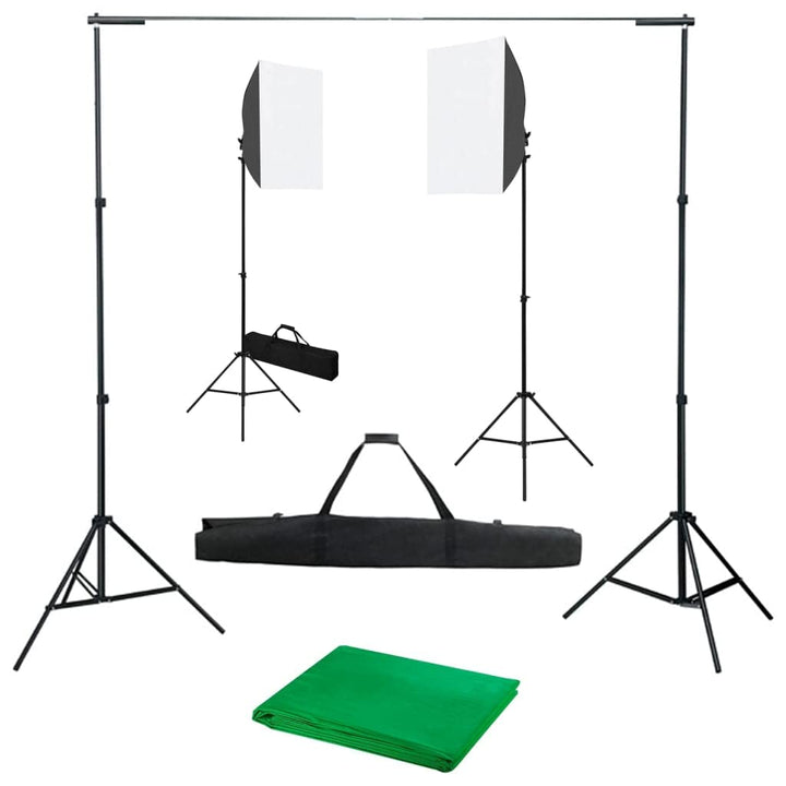 Fotostudio-Set mit Softboxen Hintergrundsystem und verstellbarem Stativ für Portrait-, Produkt- und