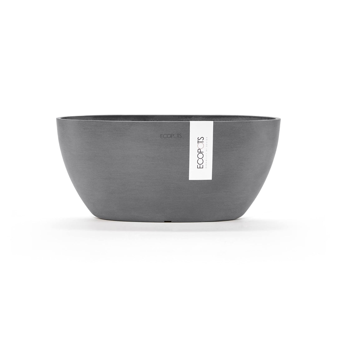 ECOPOTS Pflanzschale Sofia Grau - 30 x 13 cm oval gross - Pflanzentopf aus Recycling Kunststoff - Üb