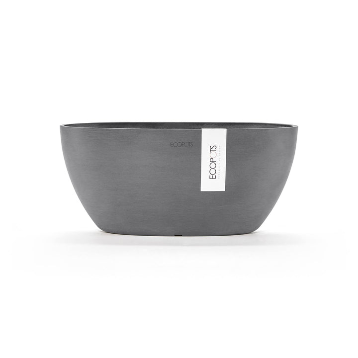 ECOPOTS Pflanzschale Sofia Grau - 30 x 13 cm oval gross - Pflanzentopf aus Recycling Kunststoff - Üb