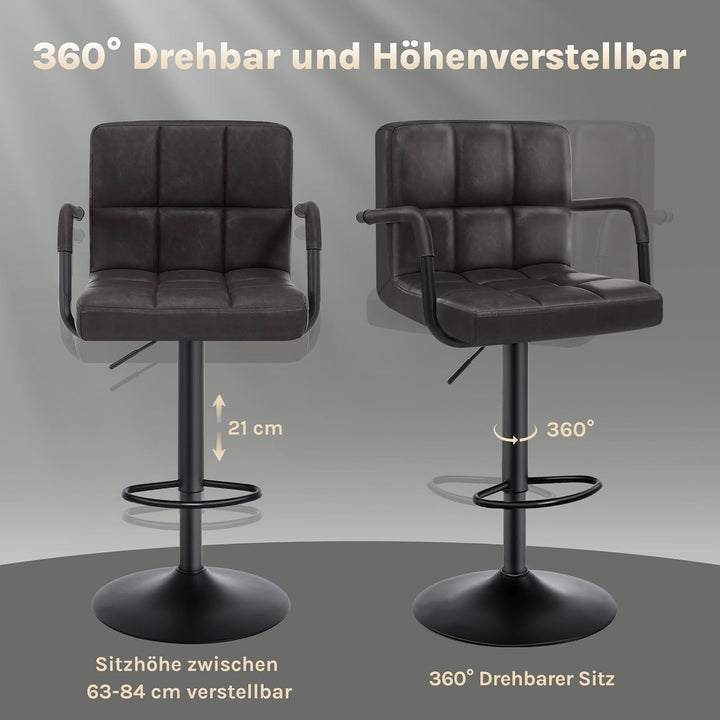 WOLTU Barhocker 2er Set Barstuhl Tresenhocker Bistrohocker Designer Hocker mit Rückenlehne, Kunstled