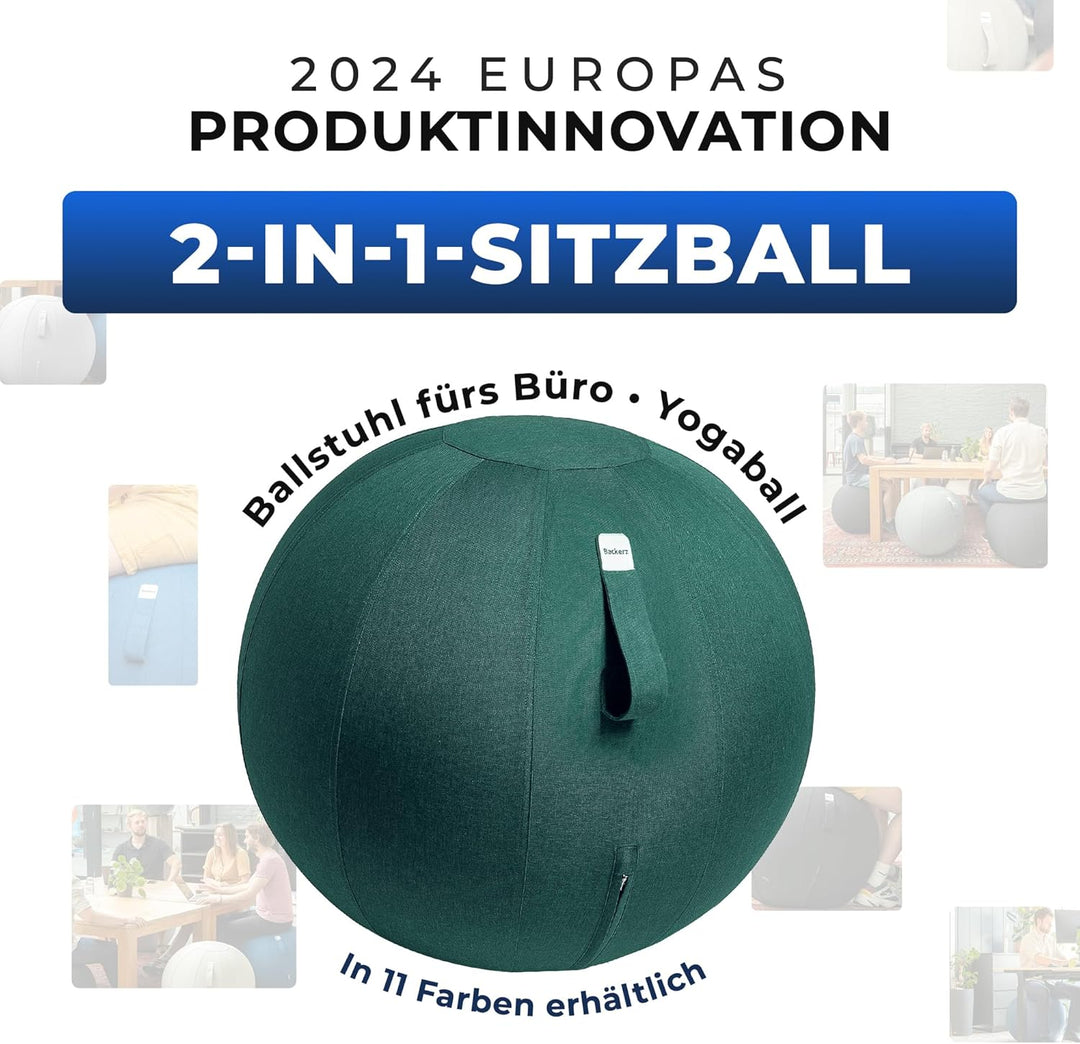 Backerz® Sitzball 65 cm - Ergonomische Sitzmöbel für Büro und Heimbüro - Langlebiger Stoff, Gymnasti