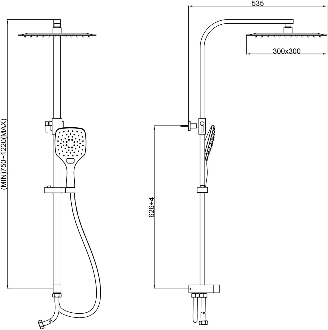 KOMIRO Duschsystem ohne Armatur, Regendusche Ohne Armatur,Duschset mit Duschkopf 30x30cm, Handbrause