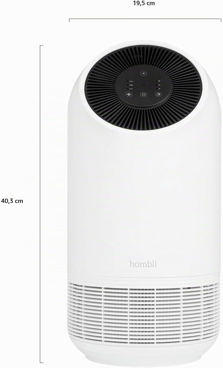 Hombli Smart Air Purifier mit 3 Lagen-Filterung, HEPA 13, Luftreiniger, ultraleise, App-, Sprachsteu