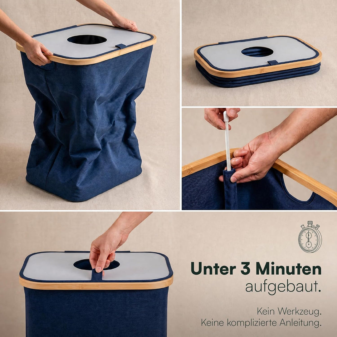 BAM BOO BOX Pfandflaschen Sammelbehälter 100L Blau – Pfandflaschen Behälter mit Einwurf – Flaschensa