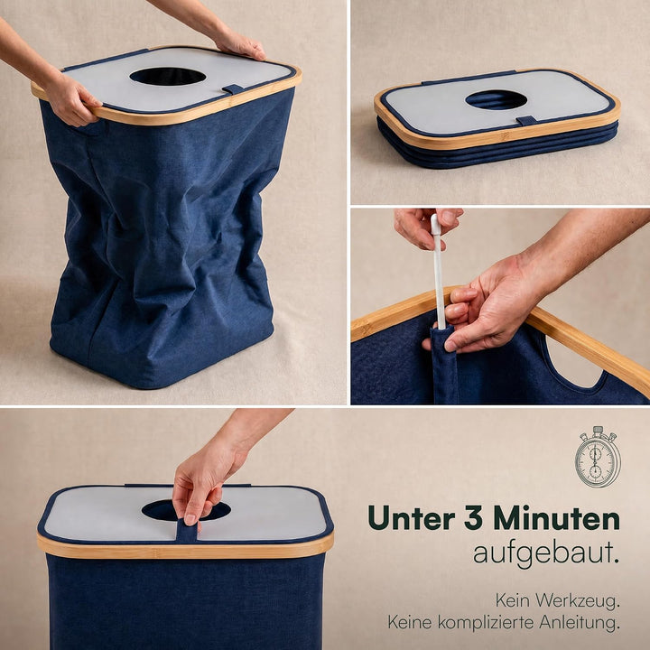 BAM BOO BOX Pfandflaschen Sammelbehälter 100L Blau – Pfandflaschen Behälter mit Einwurf – Flaschensa