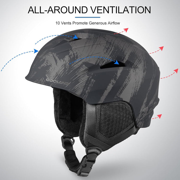 Odoland Skihelm mit Skibrille für Skifahren und Snowboard, Einstellbare Grössenverstellbar, mit Ohre