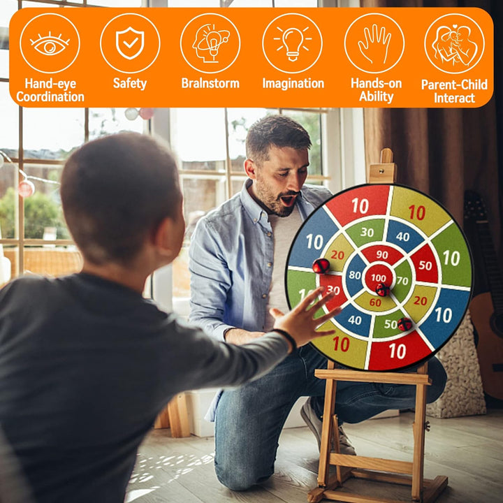 Dartscheibe für Kinder - 26 inches, Montessori Spielzeug Dinosaurier Thema Dart Board mit 12 Bällen