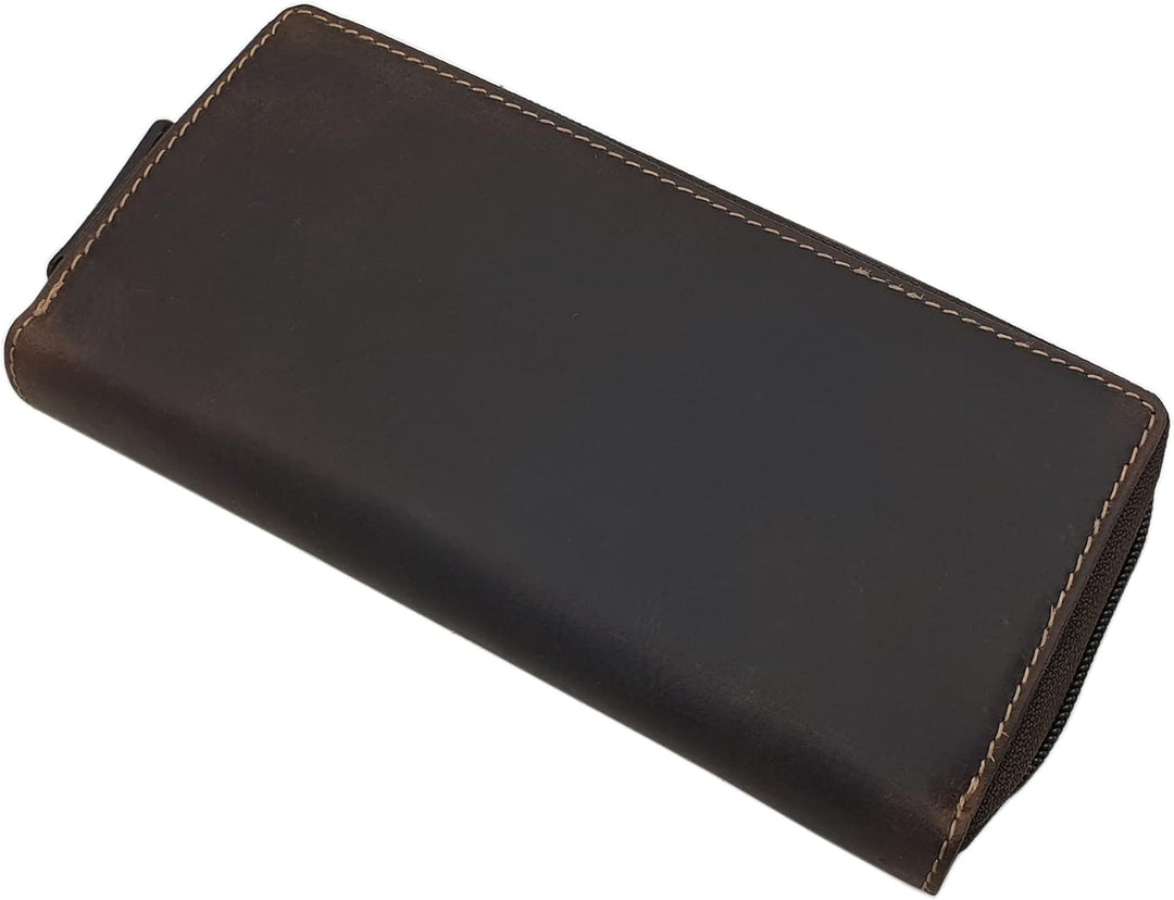 Grosse Vollrindleder Damen Geldbörse / Geldbeutel / Portemonnaie / Geldtasche / Portmonee rundherum