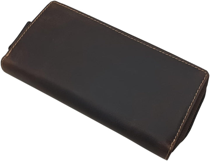 Grosse Vollrindleder Damen Geldbörse / Geldbeutel / Portemonnaie / Geldtasche / Portmonee rundherum