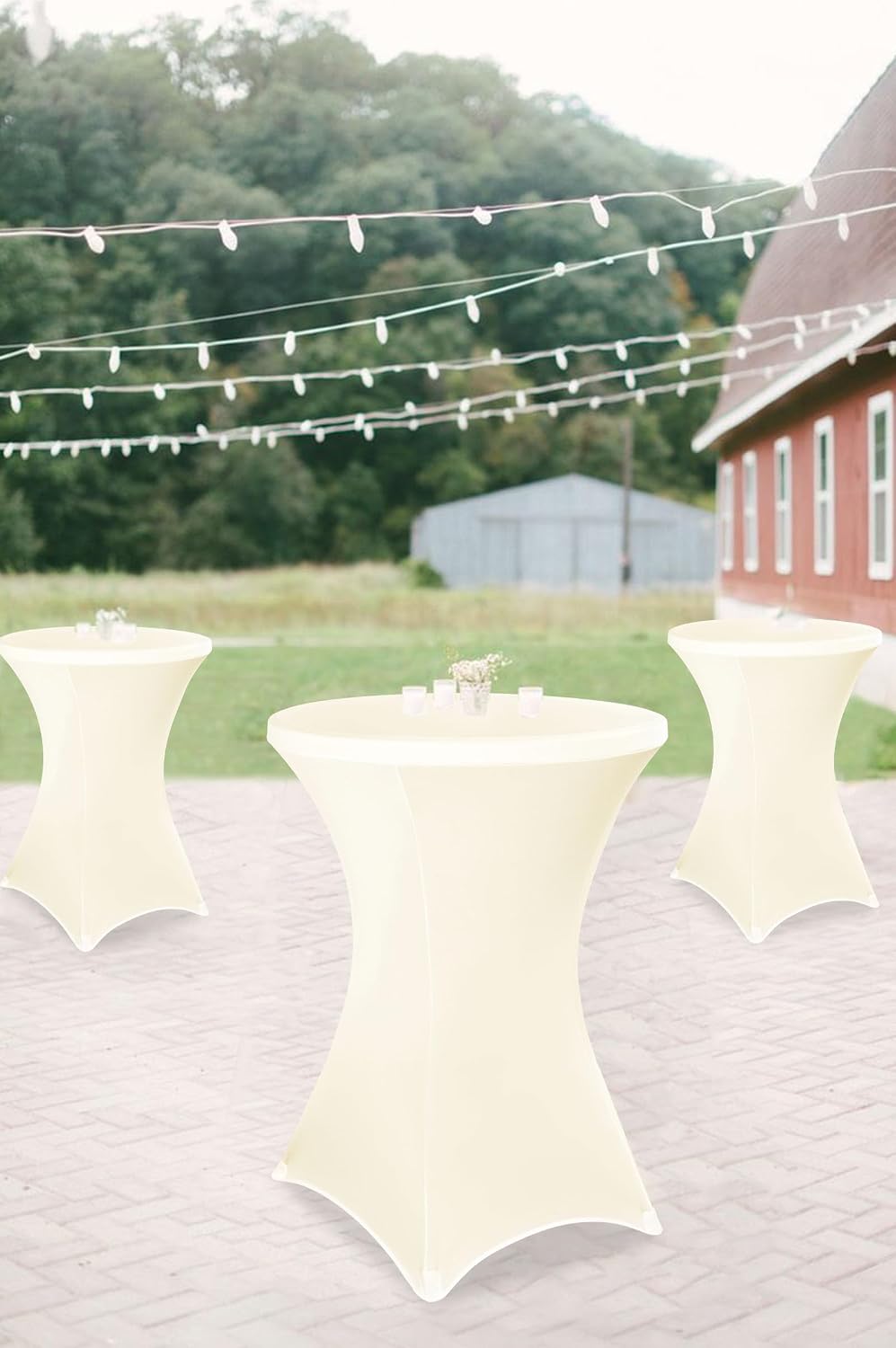 Teruntrue 3 Stück Beige Stehtisch Hussen Stehtische, Stehtischhusse für Ø 80-85 cm Stehtische und Bi