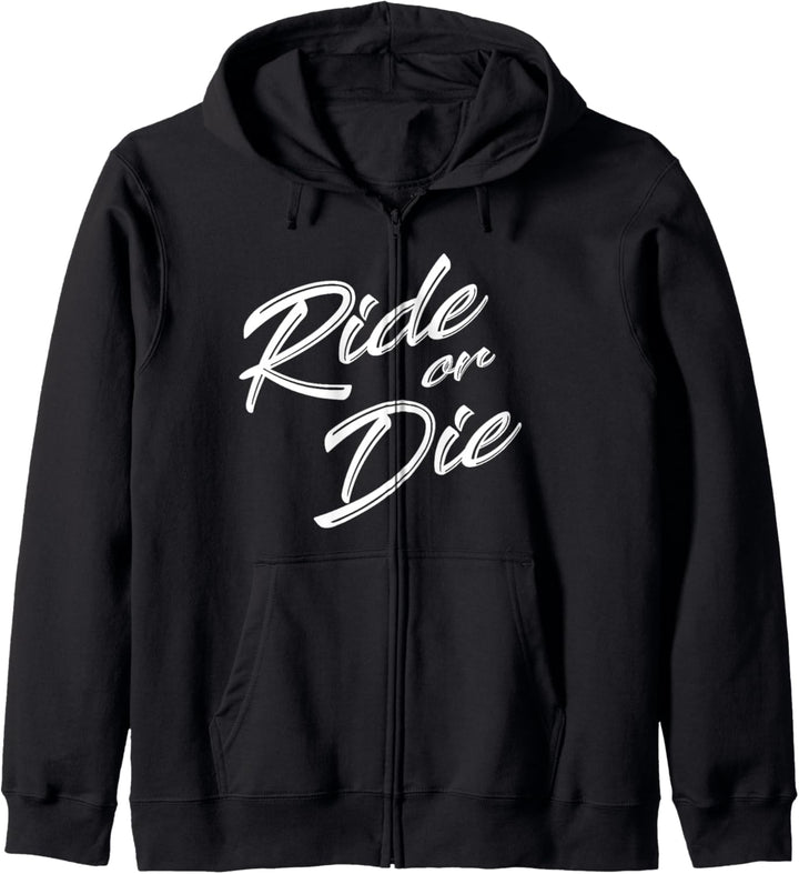 Niedlicher weisser Text "Ride or Die" Kapuzenjacke