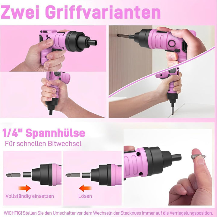 FADAKWALT Akkuschrauber Klein, Mini Akkuschrauber Set mit 40 Zubehörteilen, 3,6V, Griff mit zwei Hal