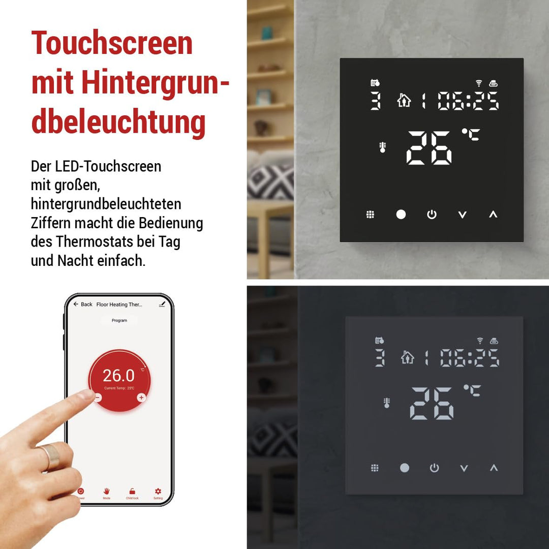 EMOS GoSmart - WiFi Raumthermostat für Fussbodenheizung mit App - Programmierbarer Smart-Thermostat