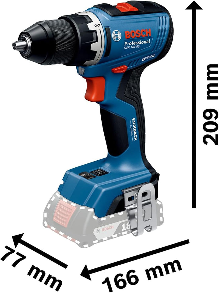 Bosch PRO GSR 18V-65 Akku-Bohrschrauber | Kompakt, aber robust, macht schwierige Schraubanwendungen