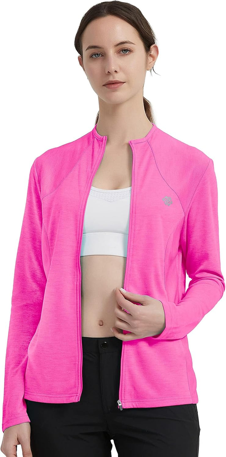 MoFiz Damen Laufjacke Leicht Sportjacke Trainingsjacke Langarm Fitness Wandern Yoga Jacke Atmungsakt