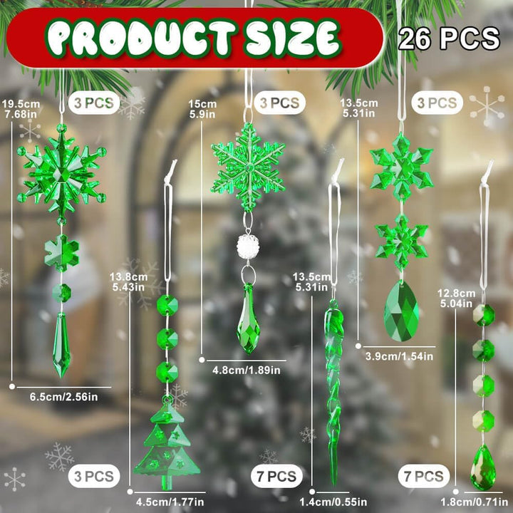 Lanpn 26 Stück Weihnachten Dekoration Kristall Christbaumschmuck Anhänger, Acryl Schneeflocken Eisza