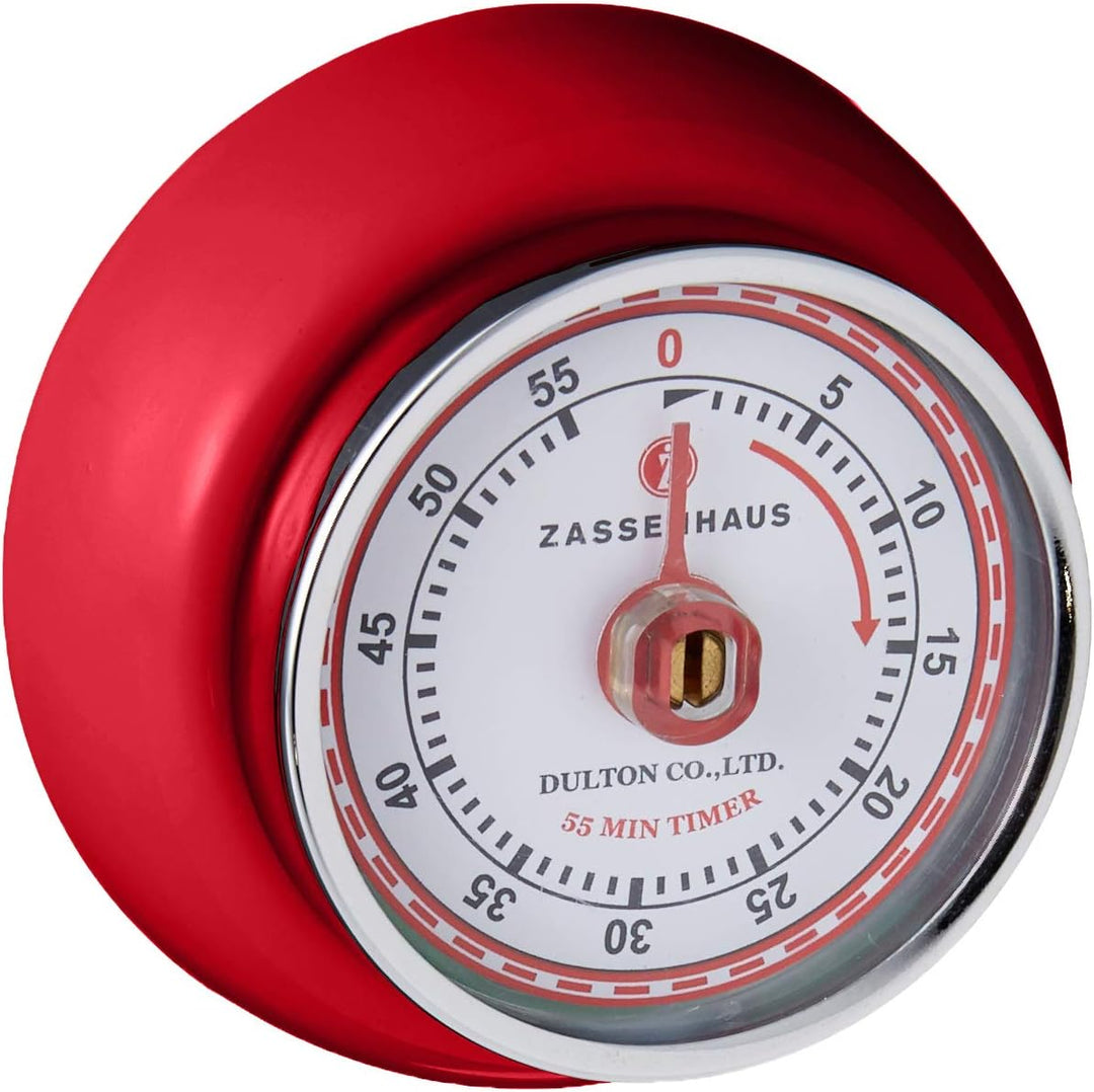 Zassenhaus Küchentimer SPEED , Rot , Ø 7 cm x 3 cm , Analoge Zeitanzeige mit Alarm-Funktion , Die Co