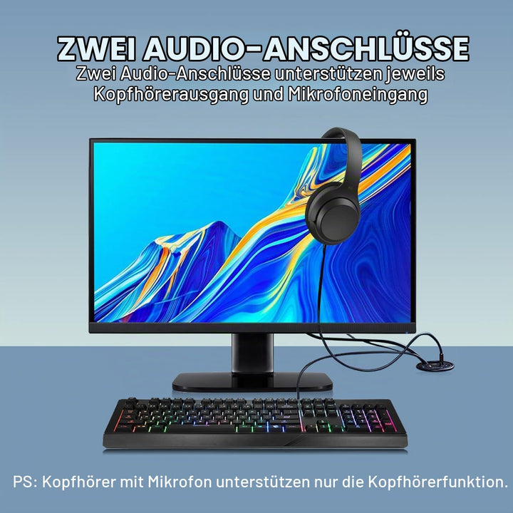 GRAUGEAR Tisch USB HUB mit 1x USB-C und 2X USB-A Anschlüssen, Tisch HUB mit 60mm Durchmesser, USB 3.