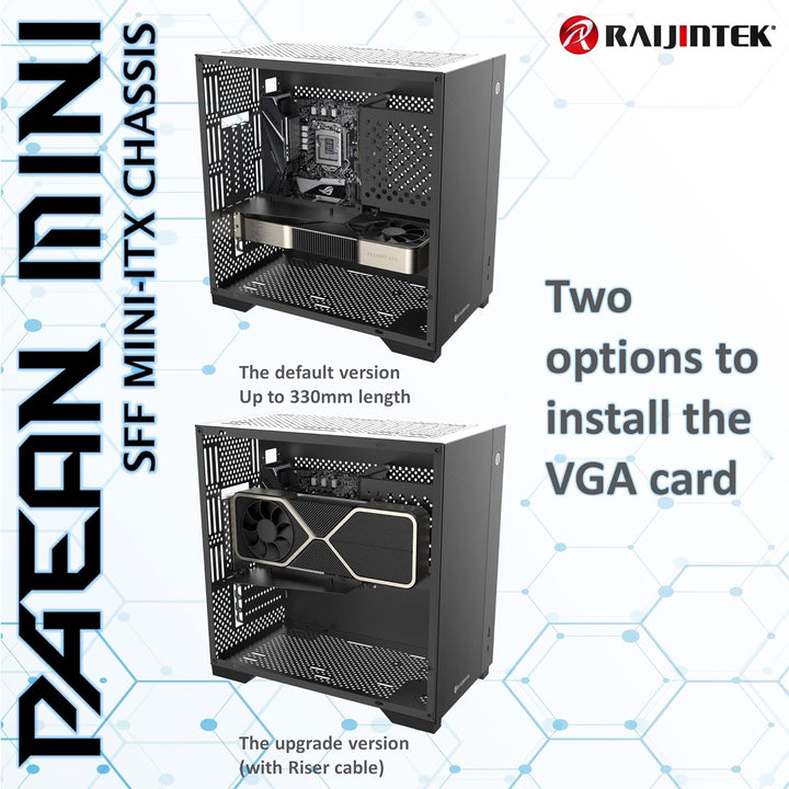 RAIJINTEK Paean Mini, Mini ITX PC-Gehäuse, mit 4 mm Seitenwand aus gehärtetem Glas und Aluminium an
