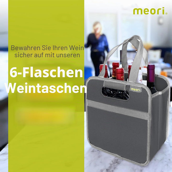 meori Grau faltbarer 6 Flaschen-Granit Flascheneinsatz herausnehmbar-Weinträger Einkaufskorb Transpo