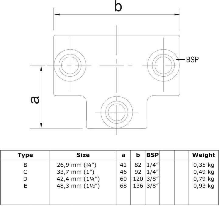 Rohrverbinder Typ 4 T-Stück lang Ø 48,3 mm