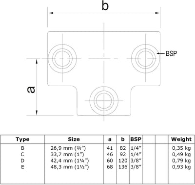 Rohrverbinder Typ 4 T-Stück lang Ø 48,3 mm