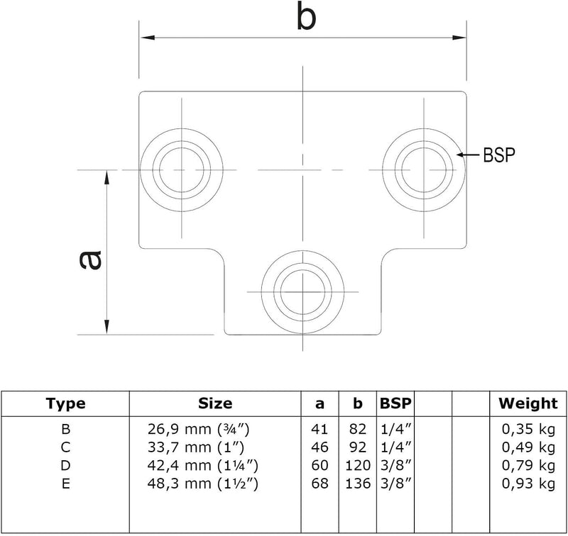 Rohrverbinder Typ 4 T-Stück lang Ø 48,3 mm