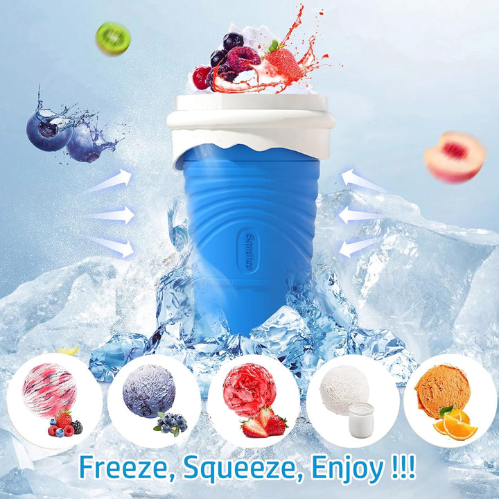 SCBOY Slushy Maker,Eis zum kneten slushy becher,Silikon slushy maker cup,Slush becher mit Strohhalml