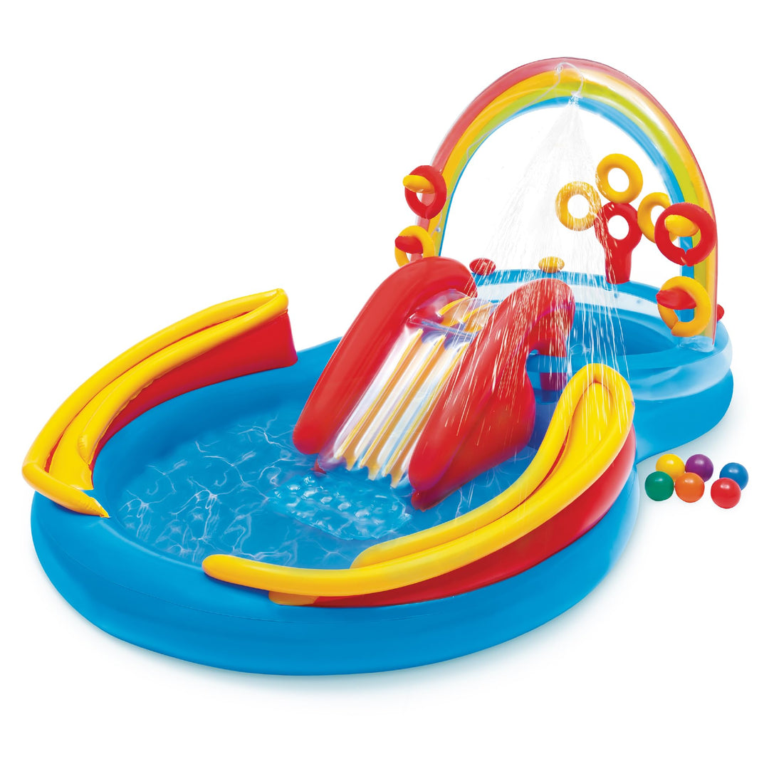 Intex Rainbow Ring Play Center - Kinder Aufstellpool - Planschbecken - 297 x 193 x 135 cm - Für 3+ J