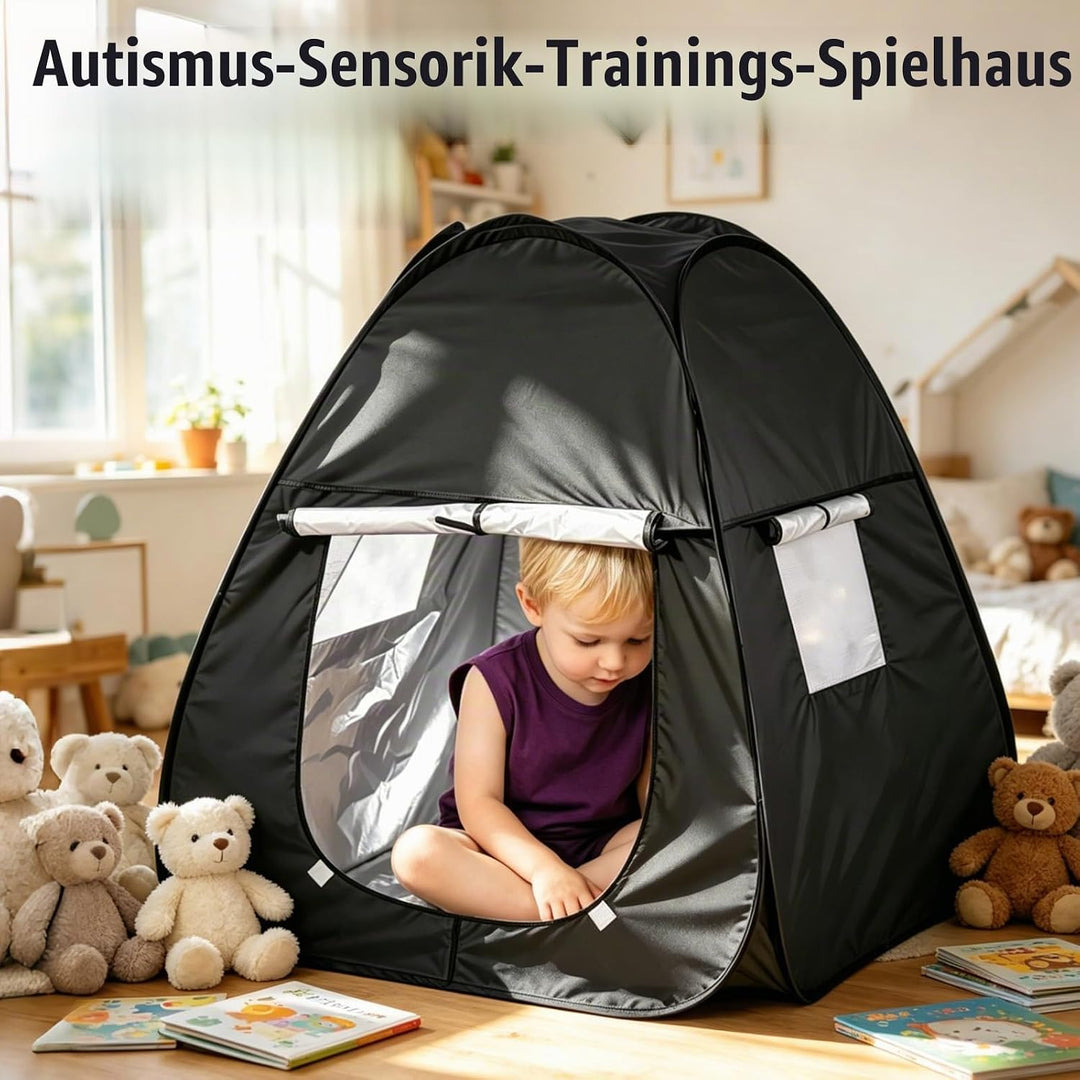 Sensorisches Zelt, Pop-Up Höhle, 84x84x96 cm Blackout Pop Up Spielzelt Mit Reise Tragetasche, Tragba
