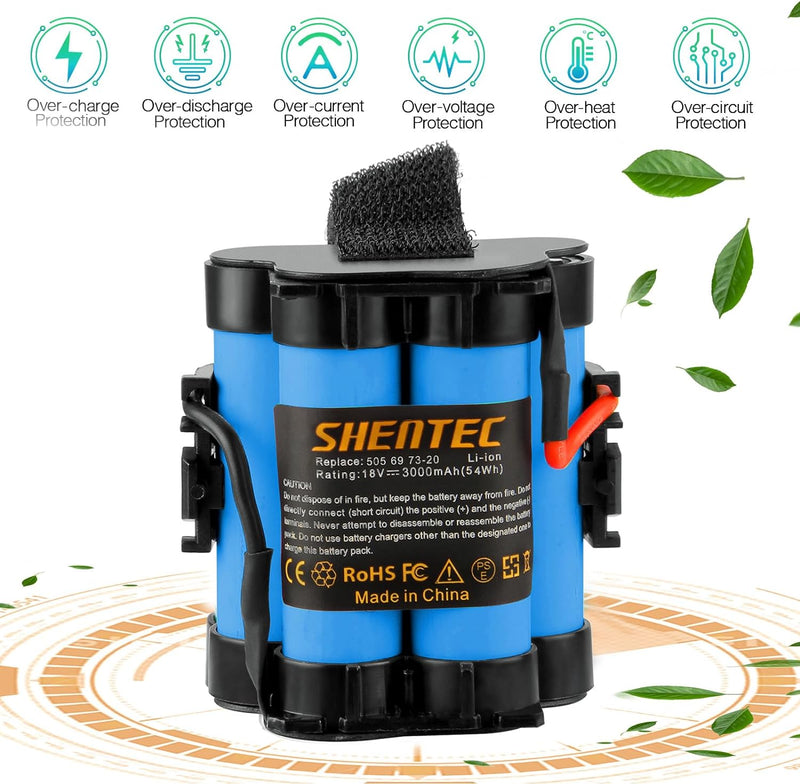 Shentec 18V 3000mAh Akku Lithium Akku Kompatibel mit Gardena Mähroboter R80Li R75Li R70Li R50Li R45L