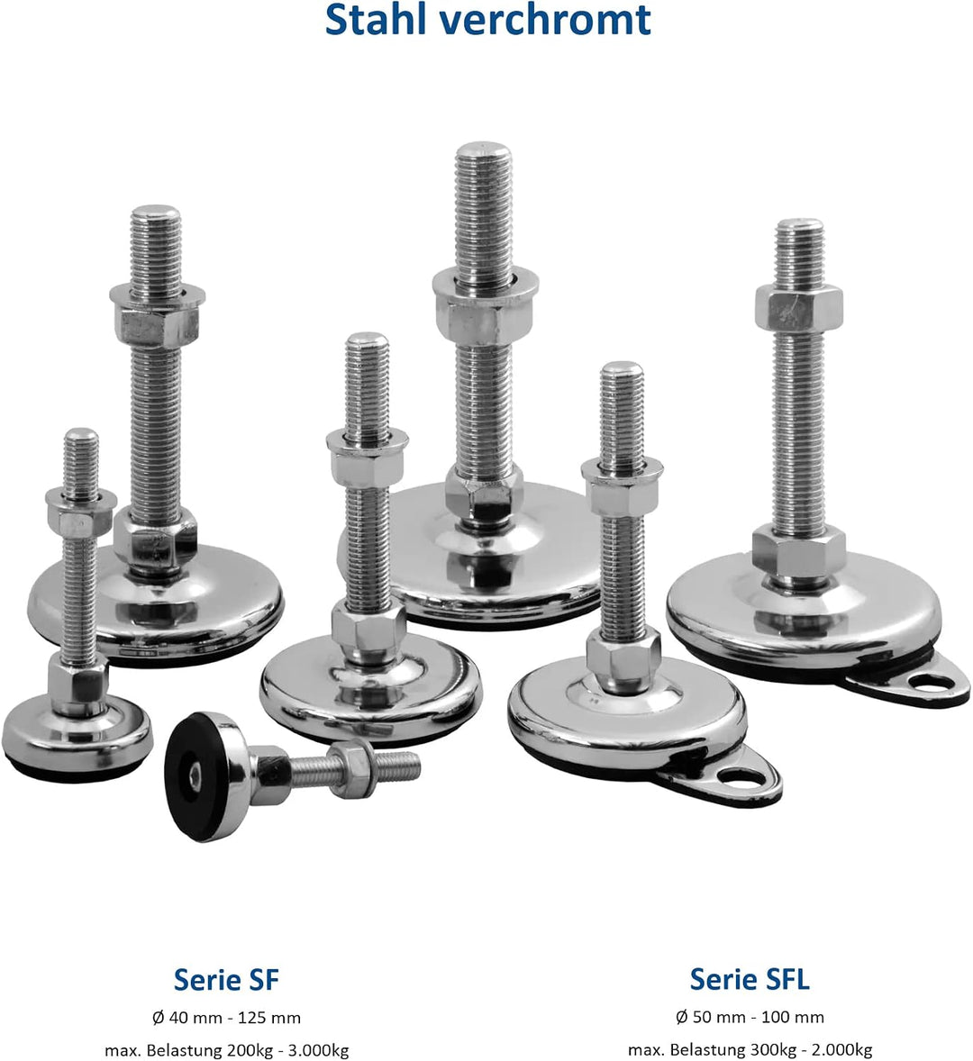 Schwaderer Maschinenfüsse/Stellfüsse/Nivellierfüsse/Gelenkfüsse, höhenverstellbar SF 80, Ø 80mm, 4er