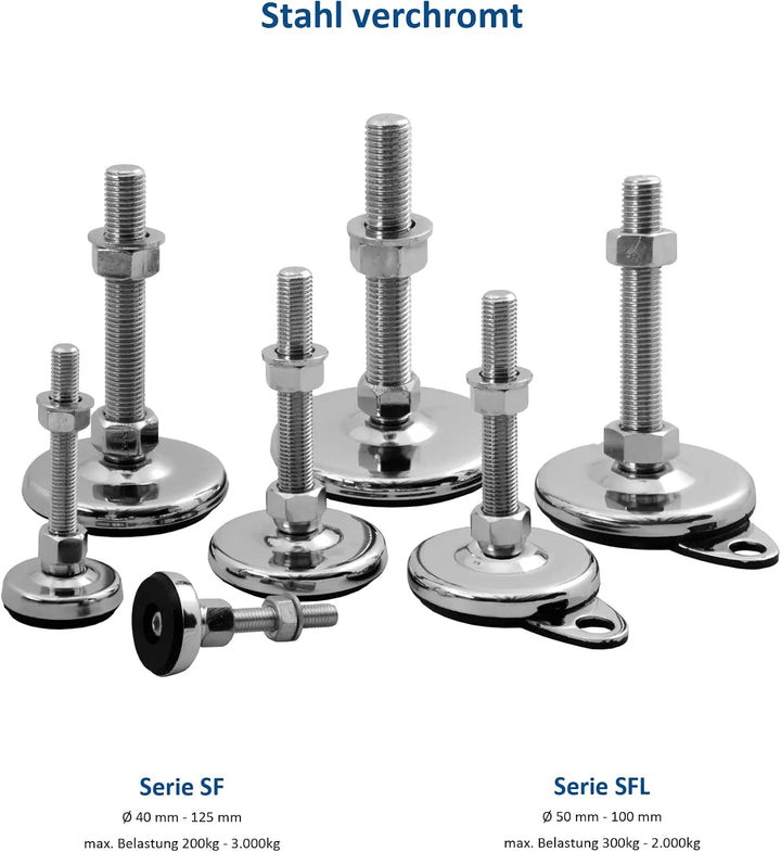 Schwaderer Maschinenfüsse/Stellfüsse/Nivellierfüsse/Gelenkfüsse, höhenverstellbar SF 80, Ø 80mm, 4er