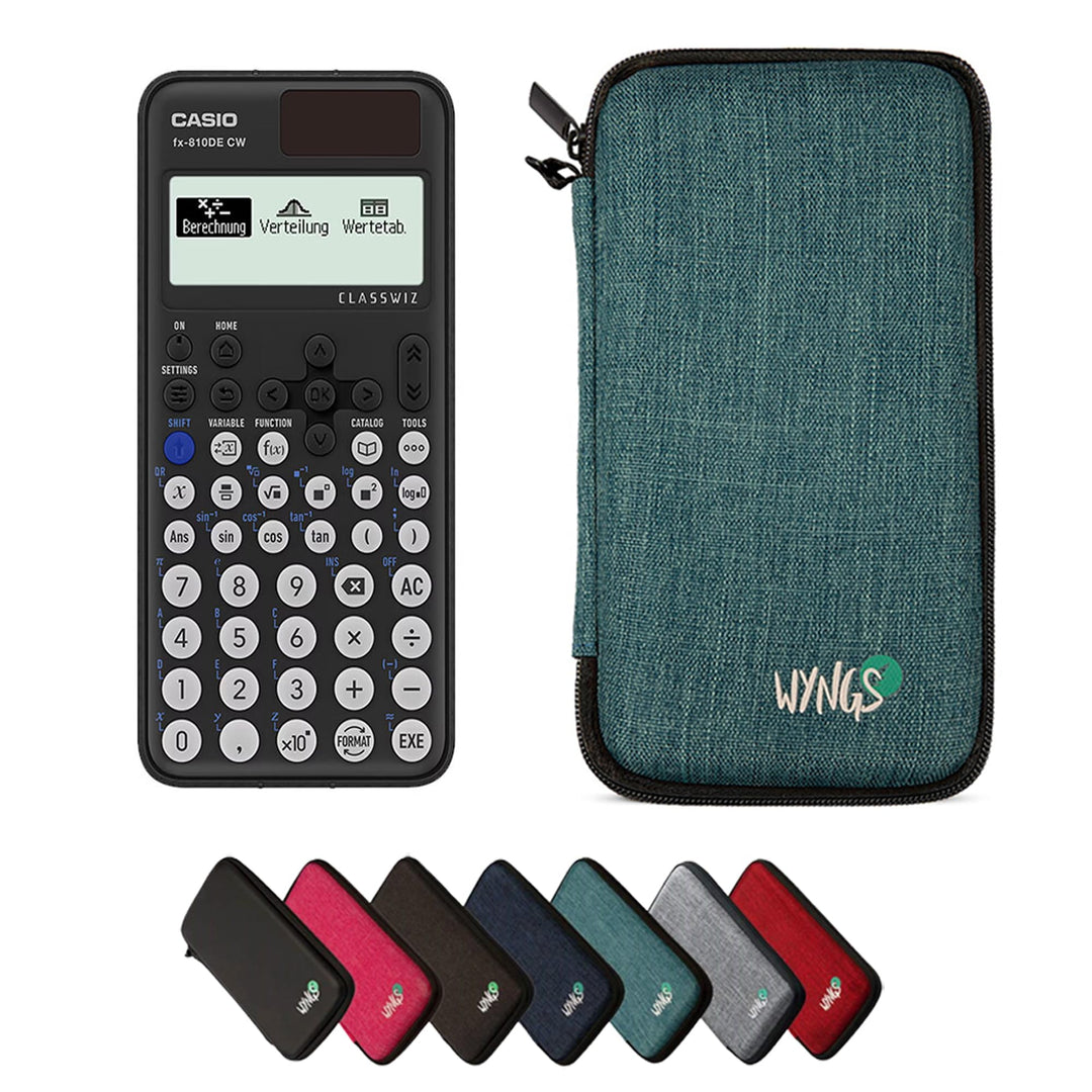 CALCUSO Sparpaket: Casio FX-810DE CW + WYNGS Schutztasche türkis + Erweiterte Garantie von CALCUSO T