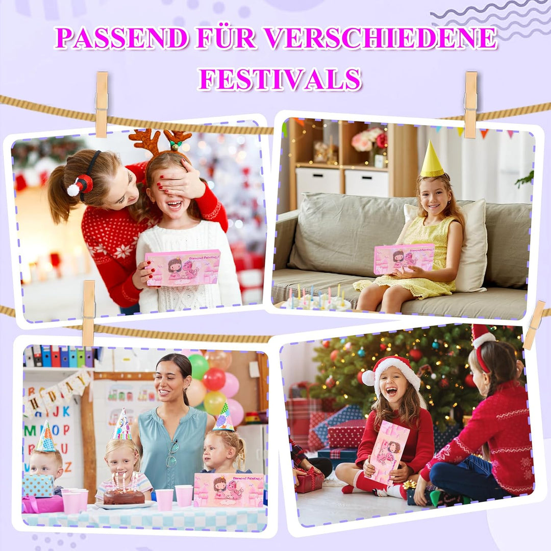 Diamond Painting Kinder, Bastelset Kinder ab 6 Jahre, Basteln Geschenke für Mädchen 6-11 Jahre DIY L