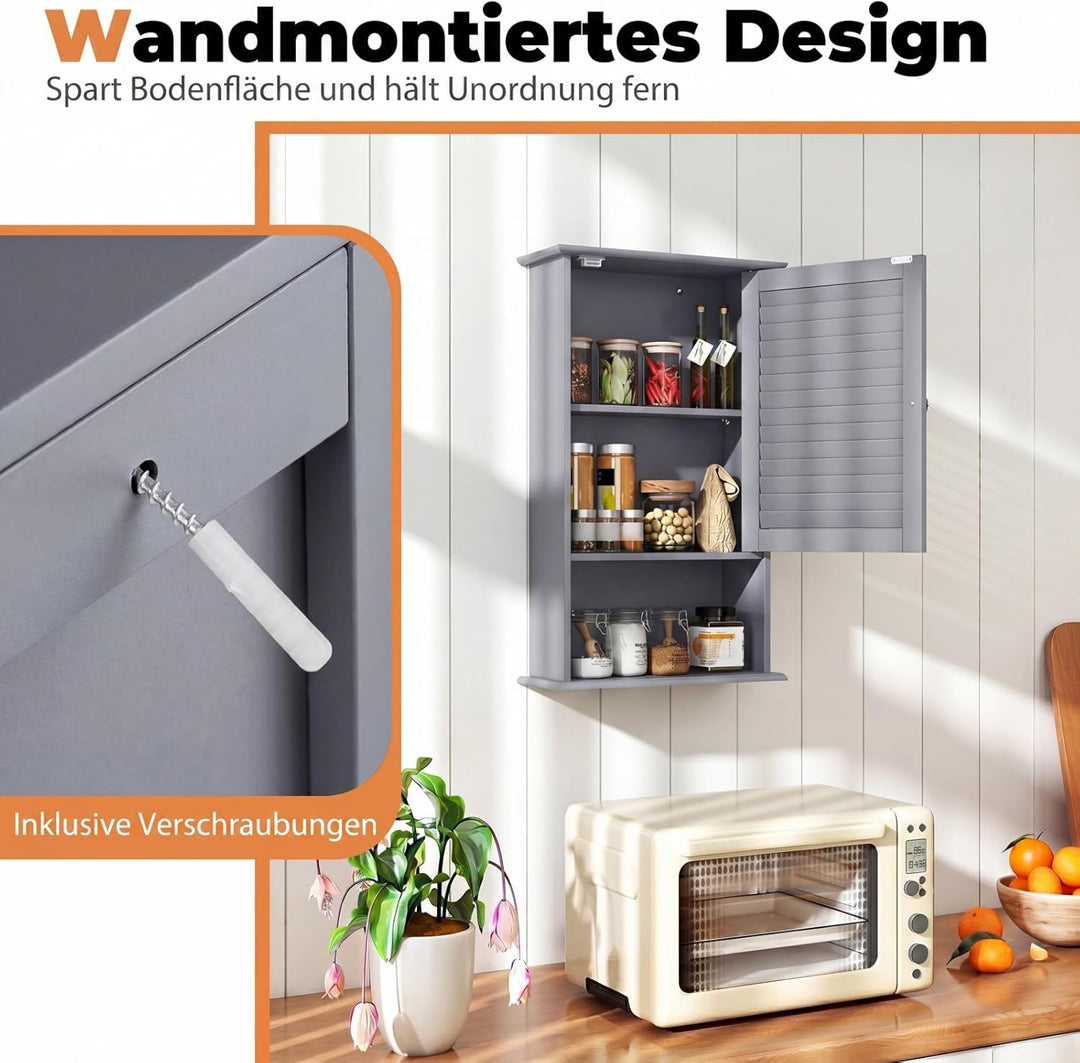 COSTWAY Hängeschrank, Badezimmerschrank hängend, Wandschrank Badschrank mit verstellbarem Einlegebod