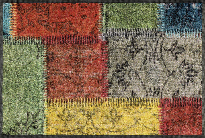 wash+dry Fussmatte, Vintage Patches 50x75 cm, innen und aussen, waschbar, Bunt 50x75cm, 50x75cm