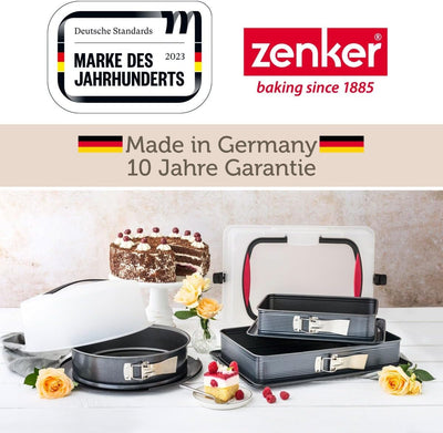 Zenker 7022 Rechteck-Springform DELUXE, eckige Premium-Backform mit emailliertem Boden und Auslaufsc