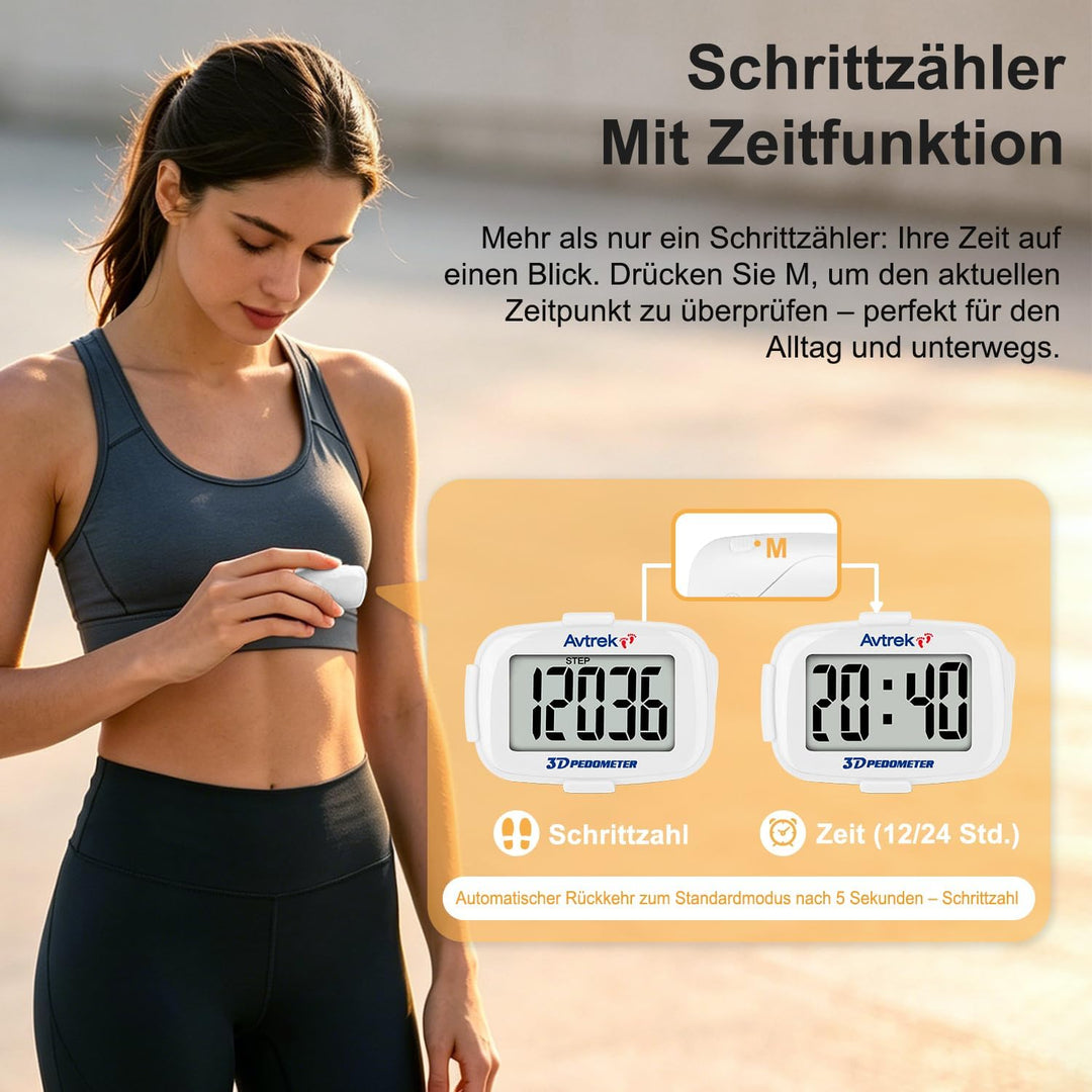 AVTREK Präziser 3D-Schrittzähler Mini-Schrittzähler für Walking oder Laufen im Freien Wanderaktivitä