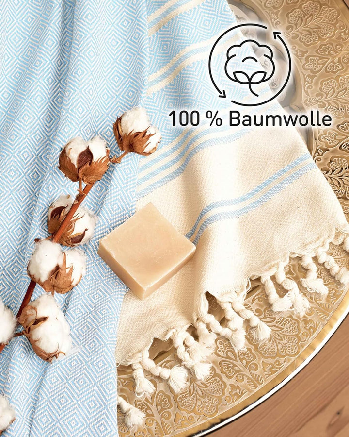 Fit-Flip Hamamtuch aus 100% Baumwolle – saugfähig und schnelltrocknend – türkisches Saunatuch, Stran