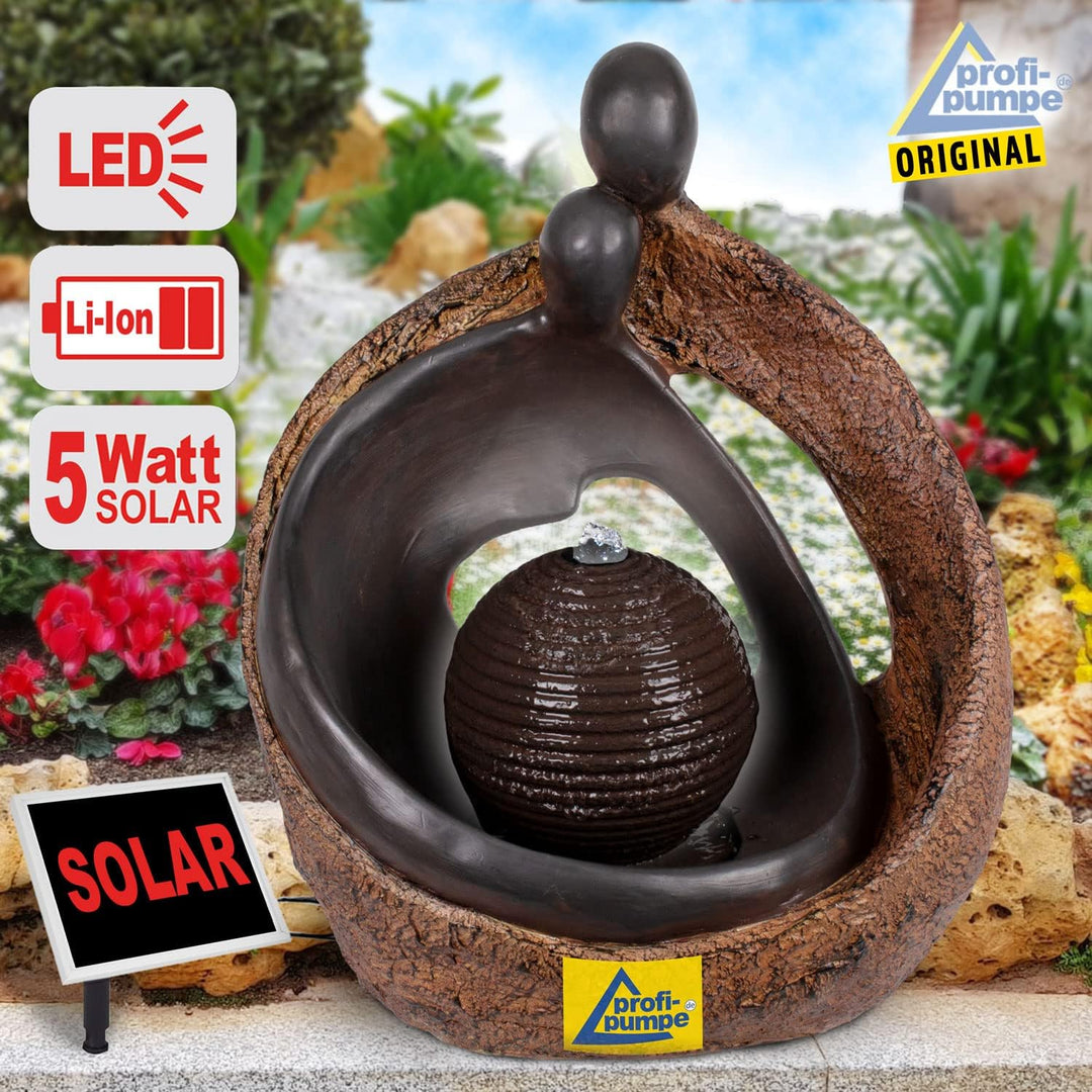 Solar Gartenbrunnen Brunnen Zierbrunnen Zimmerbrunnen Springbrunnen Brunnen mit LED-Licht, Wasserfal