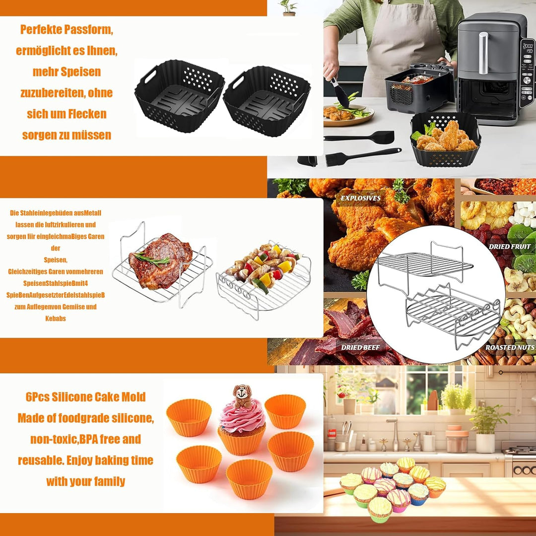 Heissluftfritteuse Zubehör für Ninja Double Stack Heissluftfritteuse 7,6 L Airfryer SL300EU, Silikon